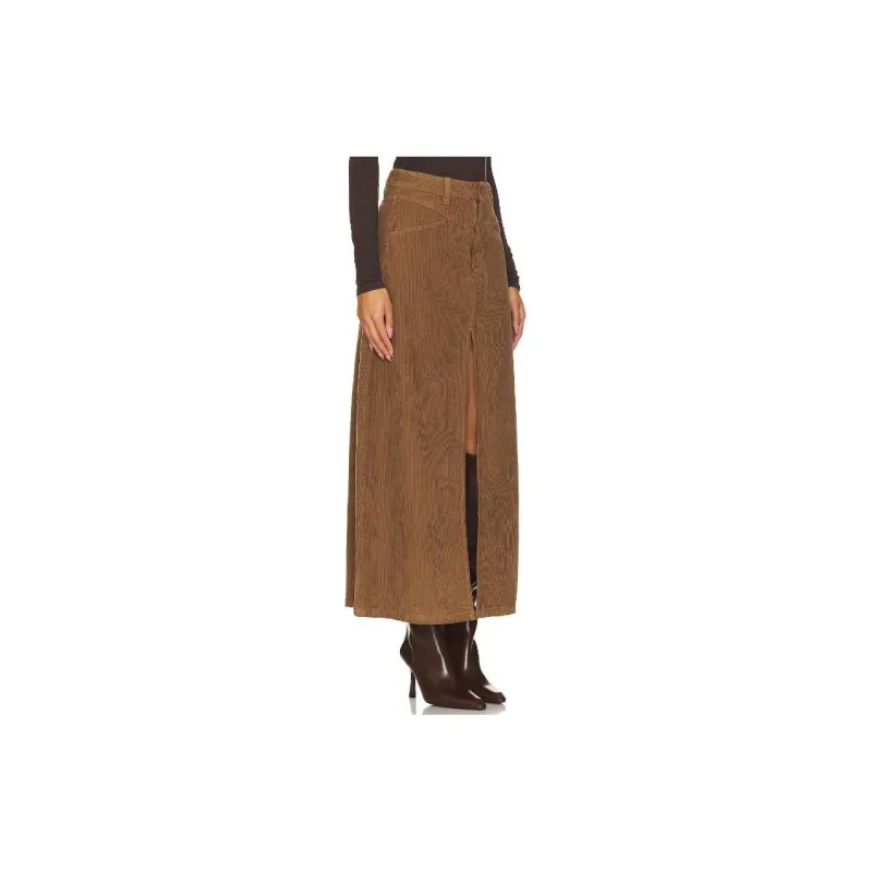 FREE PEOPLE Casual Long Skirts Women's Brown-2
