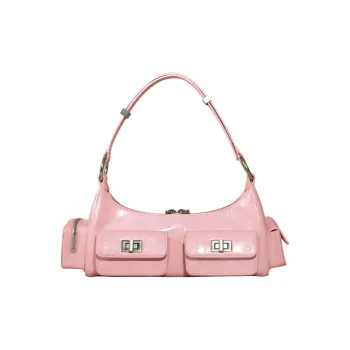 APEDE MOD Top Grain Cow Leather Frog Biker Bag Camera Bag Crossbody Bag Portable One Shoulder Bag Women's Flesh Pink