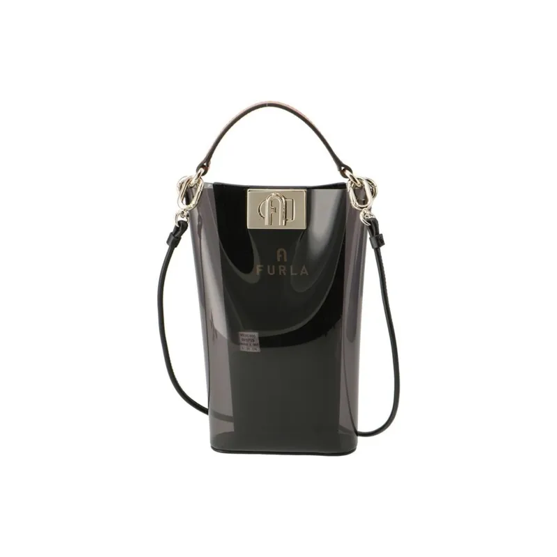 Furla 1927 Collection TPU With Leather Handbag Shoulder Bag Crossbody Bag Mini Women's Transparent Black-0
