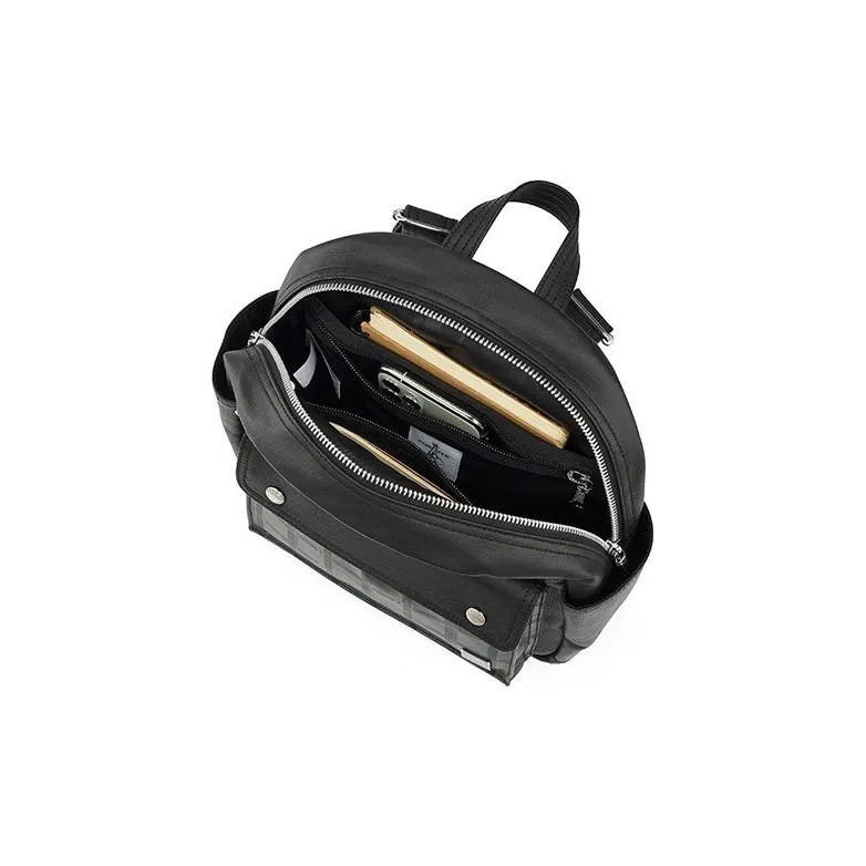 PORTER PU With Leather And Canvas Backpack Unisex Black-3