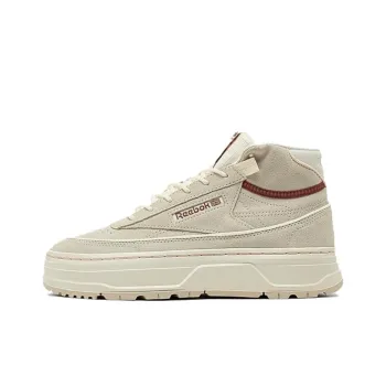 Reebok Club C Geo Mid Platform Casual Cushioning Wear-Resistant Mid-Top Skateboard Shoes Women's Beige Brown