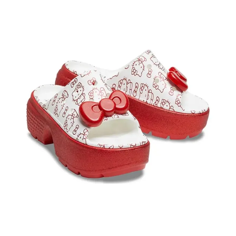 Crocs Stomp Slide Hello Kitty 50th Anniversary Red Glitter Women's-3