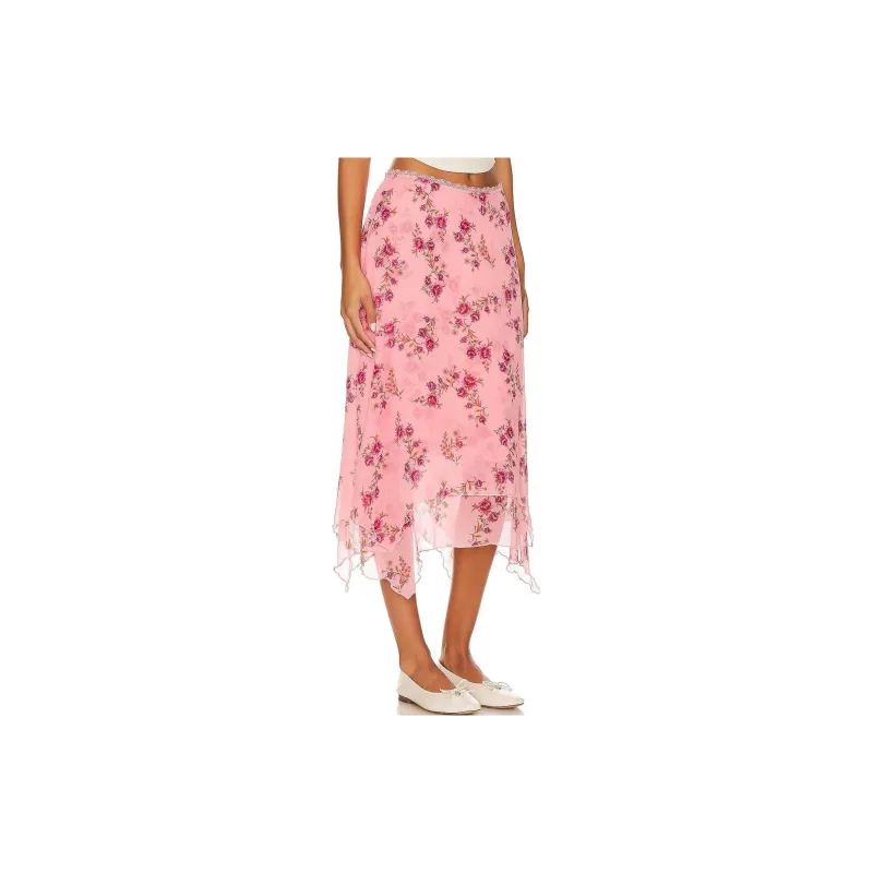 FREE PEOPLE Casual Long Skirts Women's Pink-2