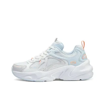 Skechers Cushioned Anti Slip Wear Resistant Lightweight Height Increasing Low Top Chunky Sneakers Women's White Orange