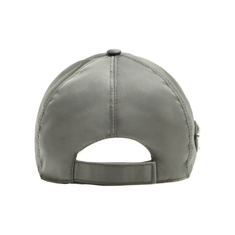 PRADA Recycled Nylon Cotton Enamel Metal Baseball Caps Men's Gray-1