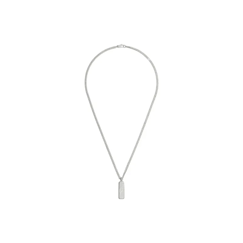 GUCCI Sterling Silver Diagonal Interlocking G Necklace-1