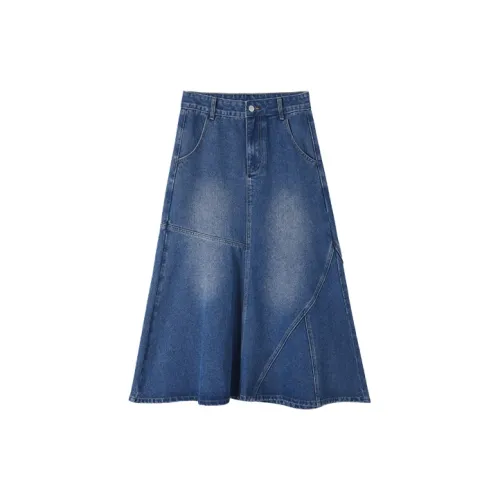 HIPPIEMISS Denim Long Skirts Women's Blue