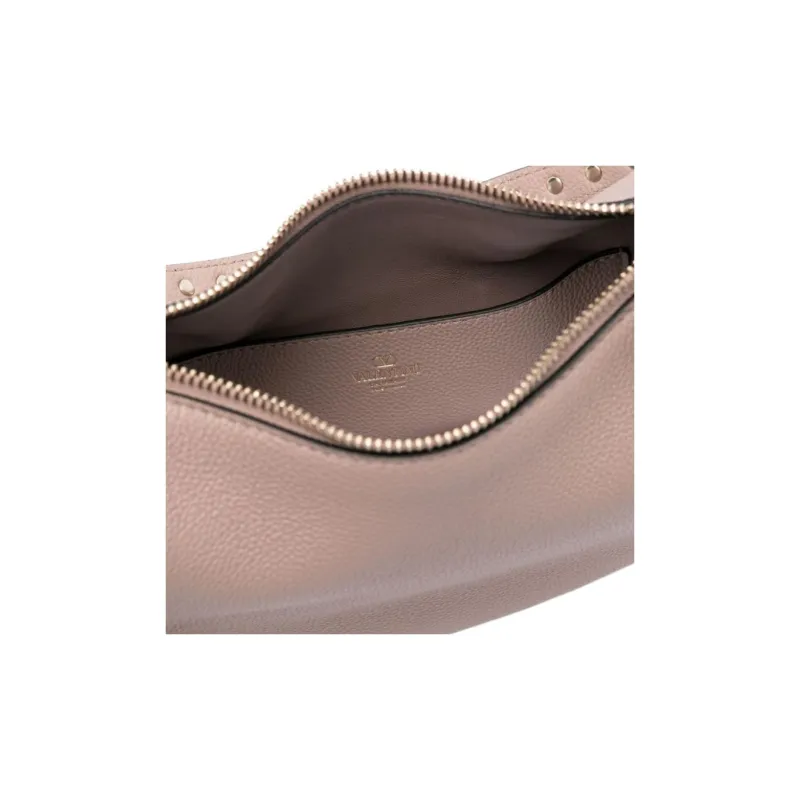 Valentino Rockstud Grain Calfskin Hobo Bag, Handbag, Shoulder Bag Women's Pink-2