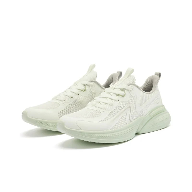 QIAODAN Cushioning Wear Resistant Lightweight Rebound Low Top Sprint Running Shoes Women's Ivory Celadon-2