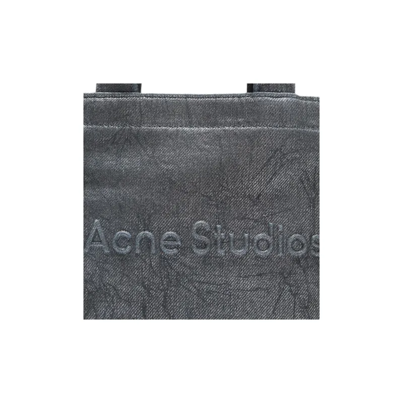 Acne Studios Cotton Tote Bag, Shopping Bag, Shoulder Bag, Crossbody Bag, Handbag Mini Women's Silver & Blue-3