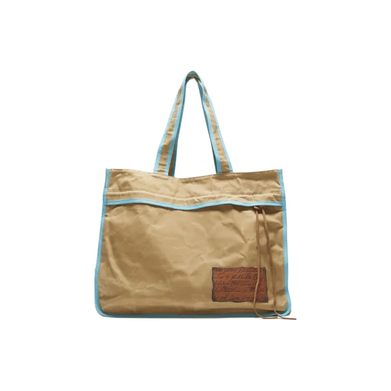 Acne Studios Cotton Tote Bag Shopping Bag Shoulder Bag Handbag Women's Beige & Blue-0