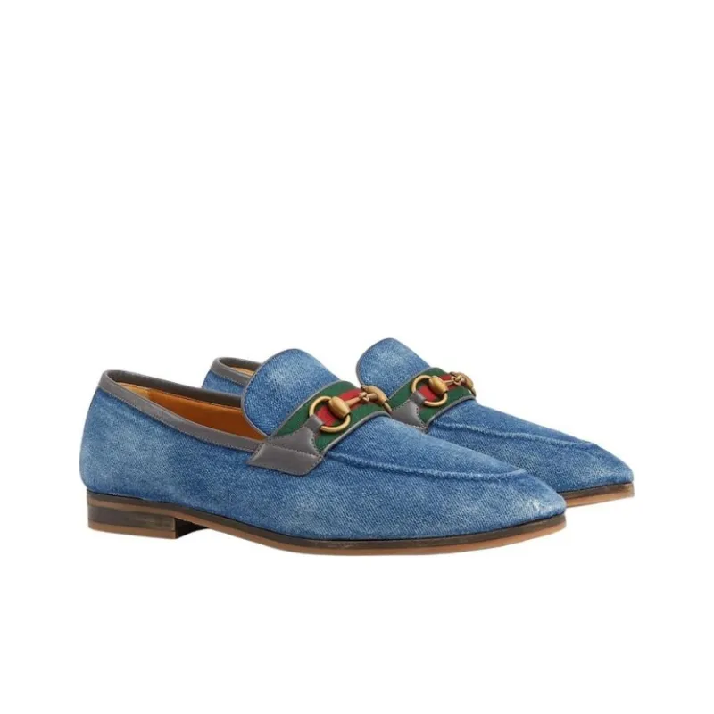GUCCI Horsebit Denim Loafers-1