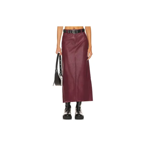 FREE PEOPLE Casual Long Skirts Women's Burgundy