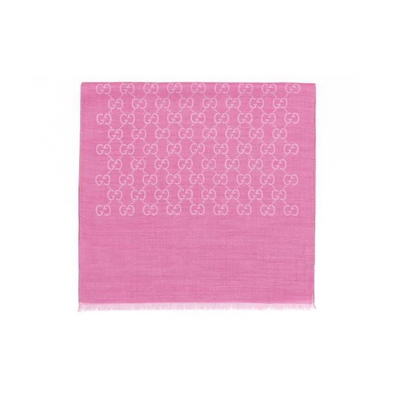 GUCCI Women's Double G Jacquard Fringe Shawl Wool Scarf-2