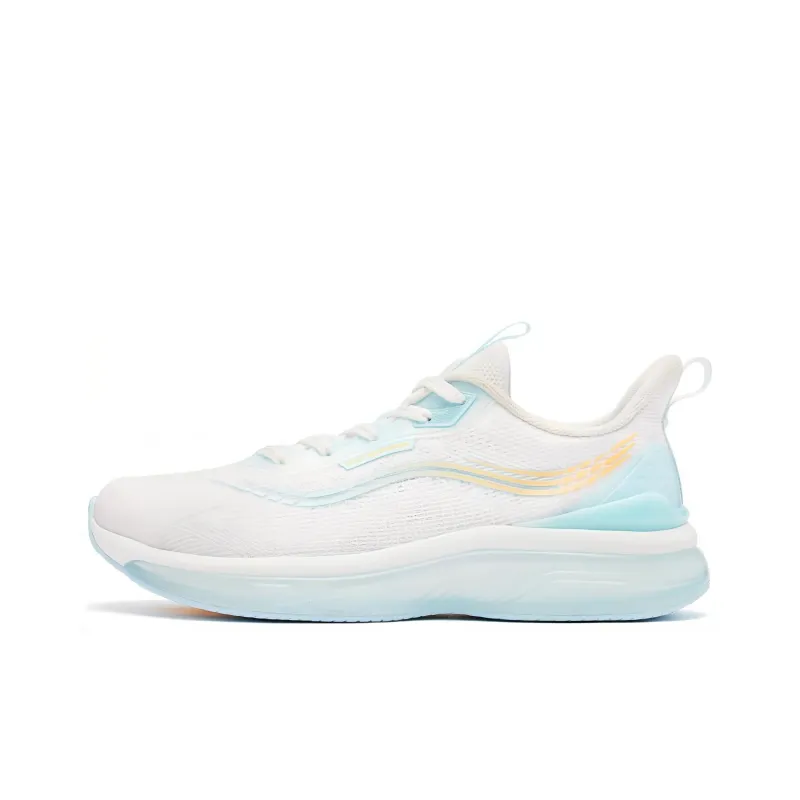 QIAODAN Cushioning Wear Resistant Low Top Running Shoes Women's White Blue-0