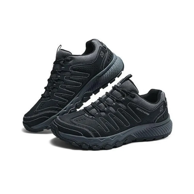 Skechers Cushioning And Breathable Low Top Running Shoes Men's Black-3