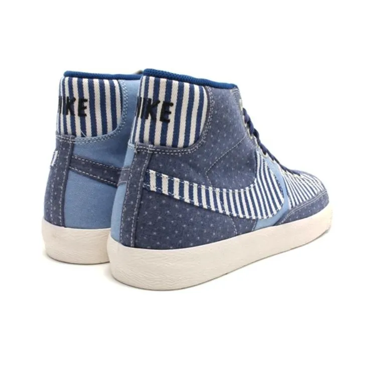 Nike Blazer Slip Resistant Shock Absorbers Mid Top Skateboard Shoes Unisex Blue White-3