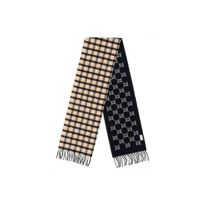 GUCCI Wool Knit Scarves Unisex Black-1