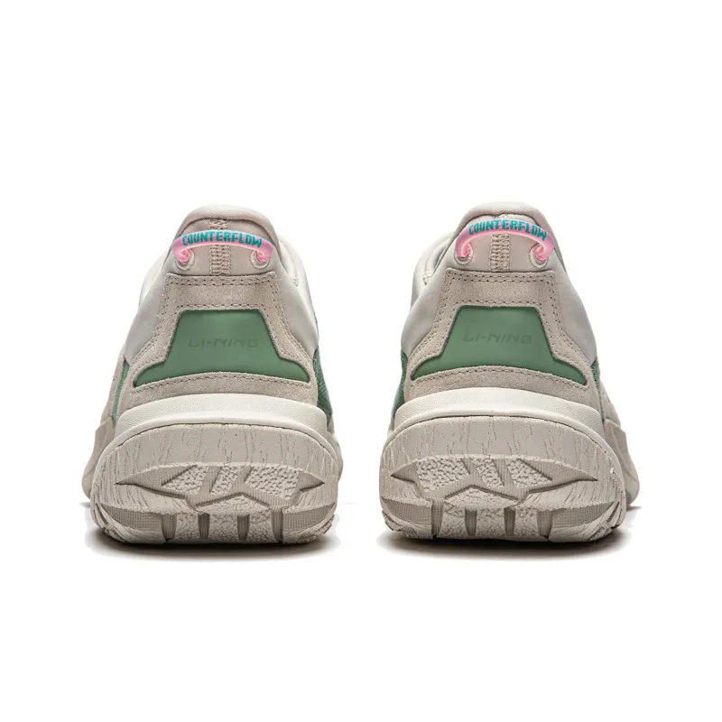 LiNing CF Tracing Collection, Xingshan 3 Lite Cushioning, Wear Resistant Low Top Casual Shoes Unisex Green Gray-5