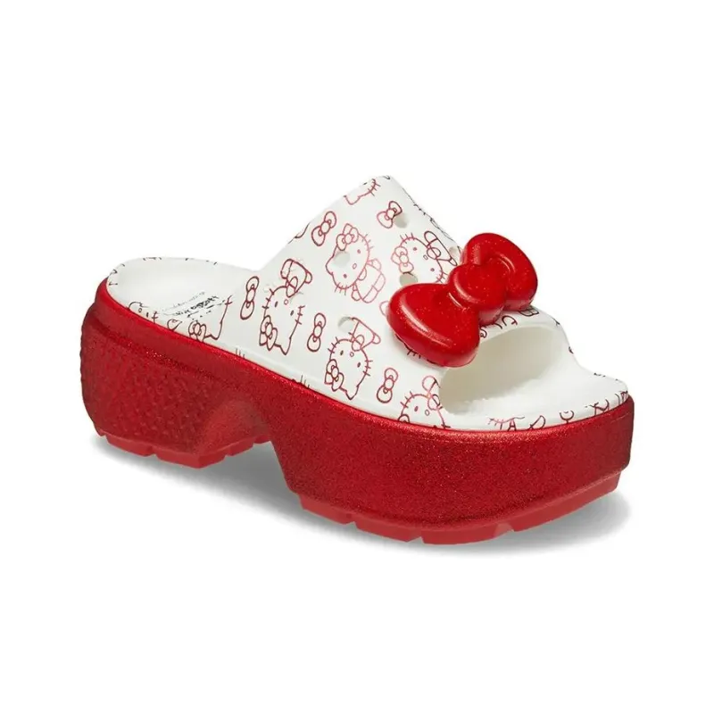 Crocs Stomp Slide Hello Kitty 50th Anniversary Red Glitter Women's-2