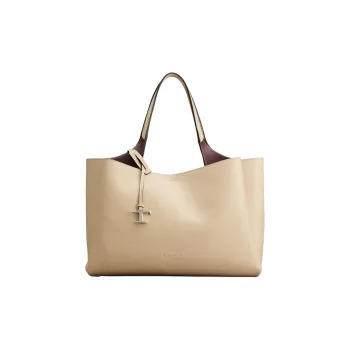 TOD'S Leather Tote Bag Shopping Bag Shoulder Bag Handbag Medium Size Women's Ecru