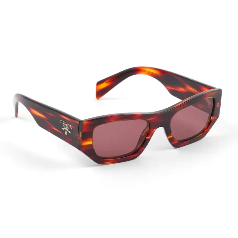 PRADA Acetate Irregular Shape Sunglasses Women's Brown-1