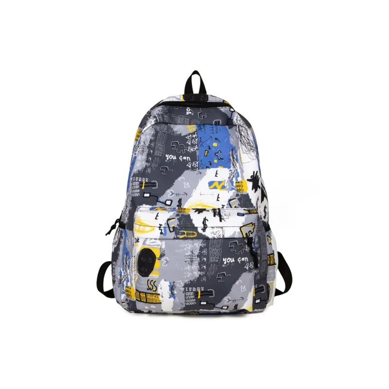 Alcohol Dragon Nylon Backpack Regular Men's Black/Light Blue/Green/Gray Blue-3