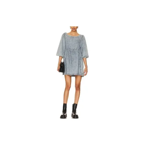 FREE PEOPLE Short-Sleeved Dresses Women's Dark Blue