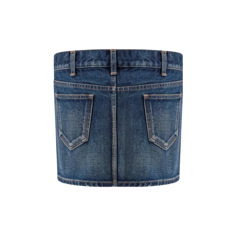 CELINE Mini Skirt In Dark Union Wash Denim-1