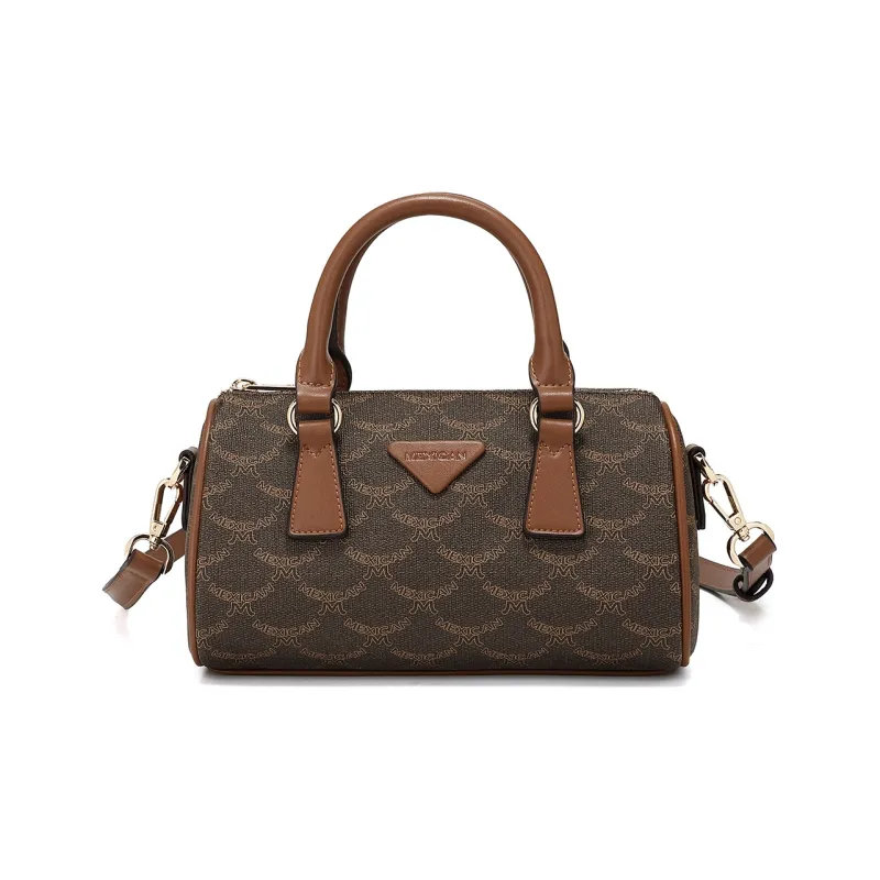 MEXICAN PVC Boston Bag, Crossbody Bag, Handbag Trumpets Women's Burnt Tea Brown/Champagne/Honey Tea Apricot-1