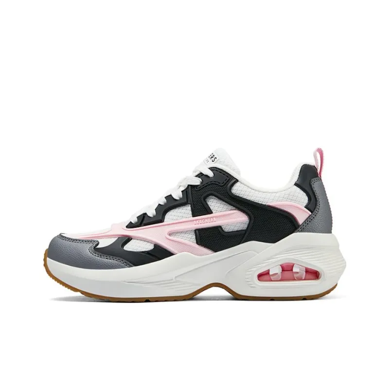 Skechers Cushioned Slip-Resistant Low-Top Running Shoes Women's White Black Pink-0