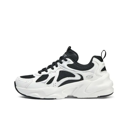 Skechers Cushioned Slip Resistant Low Top Chunky Sneakers Women's Black White