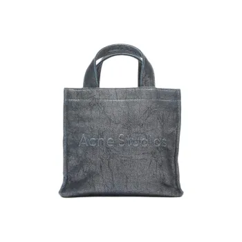 Acne Studios Cotton Tote Bag, Shopping Bag, Shoulder Bag, Crossbody Bag, Handbag Mini Women's Silver & Blue