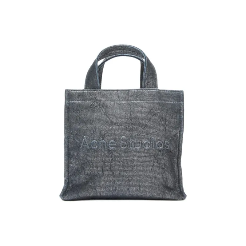 Acne Studios Cotton Tote Bag, Shopping Bag, Shoulder Bag, Crossbody Bag, Handbag Mini Women's Silver & Blue-0