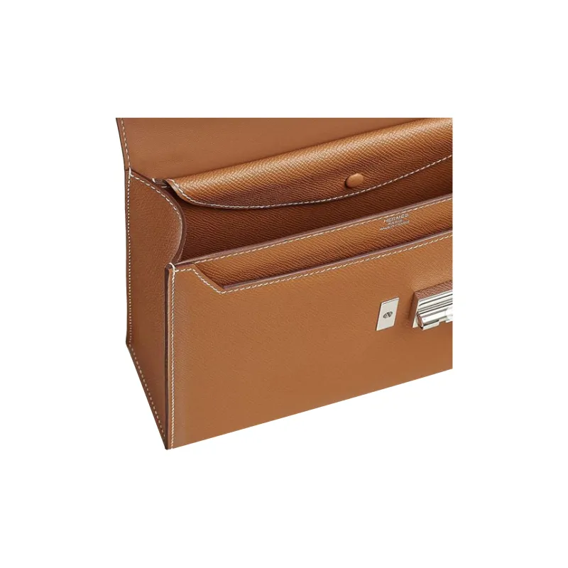 HERMES Verrou Epsom Calfskin Handgun Bag Shoulder Bag Crossbody Bag Women's Gold Brown-3