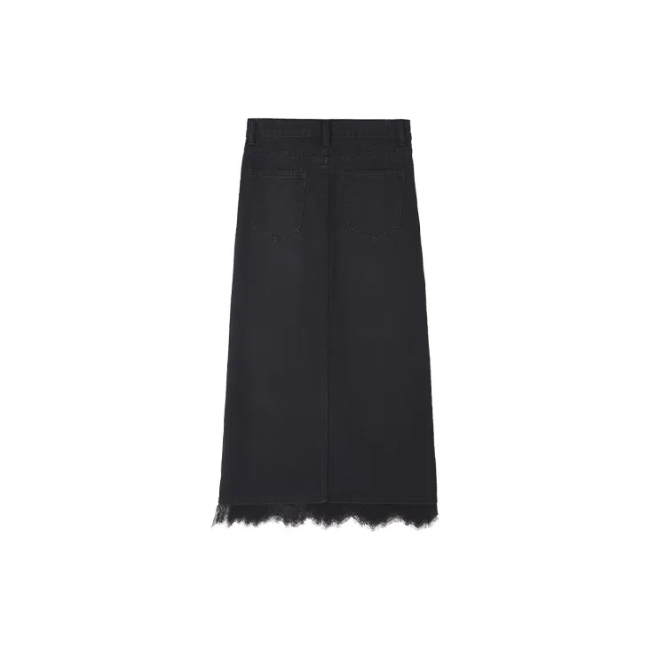HIPPIEMISS Denim Long Skirts Women's Black-1