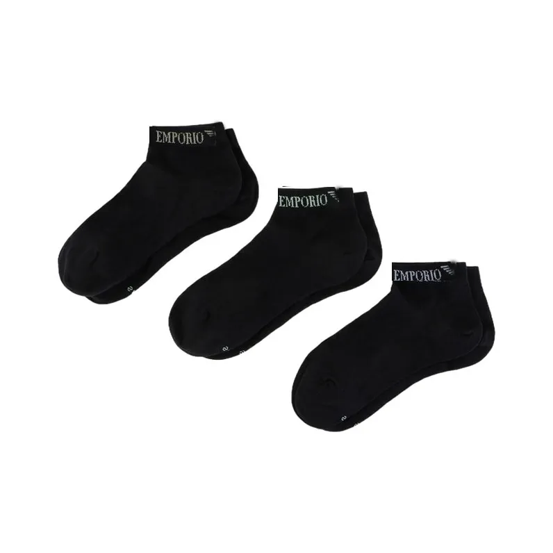 EMPORIO ARMANI SS24 No-Show Socks Men's 3 Pack Black-0