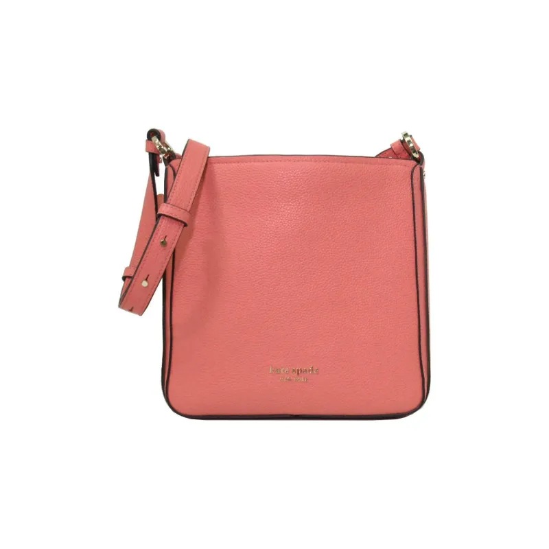 Kate Spade Hudson Litchi Grain Leather Crossbody Bag, Shoulder Bag Small Size Women's Rose Pink-0