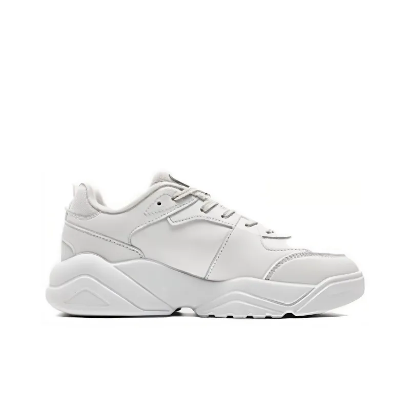 PEAK Cushioning, Wear Resistant Low Top Chunky Sneakers Women's White Gray Green-1
