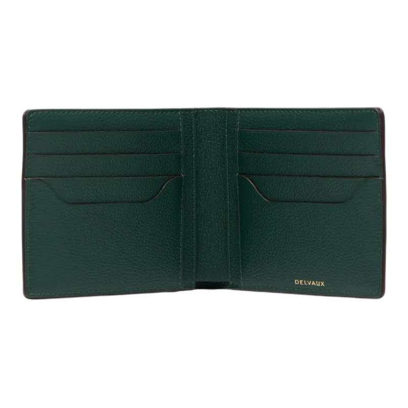 Delvau Jumping Calf Calfskin Wallet Men's Forest Green-2