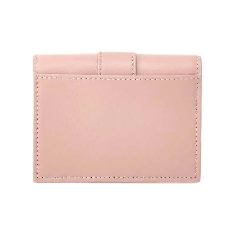 FERRAGAMO GANCINI Smooth Calf Leather Wallet Women's Nylon Pink-1
