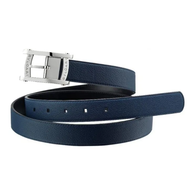 BVLGARI Pin Buckle Design Leather Belts Men's Multicolor-1