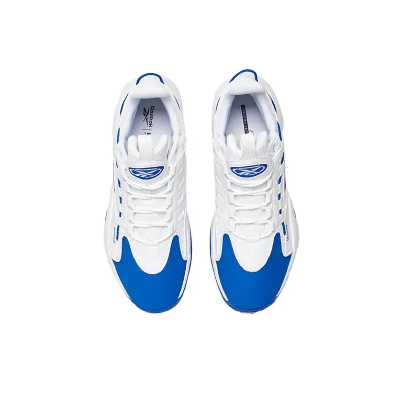 Reebok Solution Cushioning Wear-Resistant Mid-Top Basketball Shoes Unisex White Blue-2