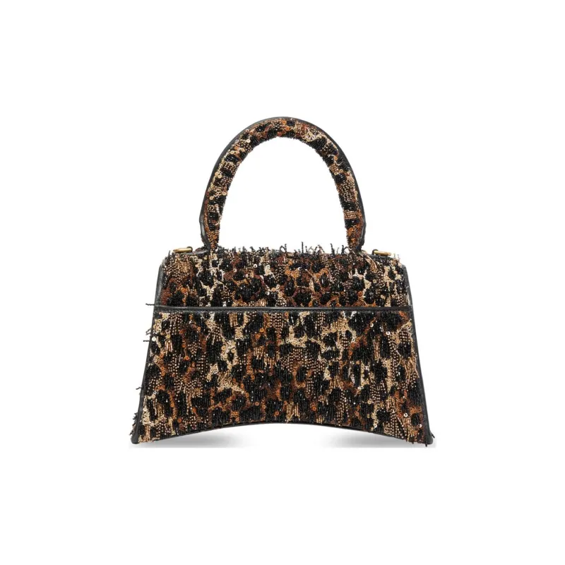 Balenciaga Hourglass Lambskin Shoulder Bag Crossbody Bag Handbag Extra Small Women's Black Leopard Print-4