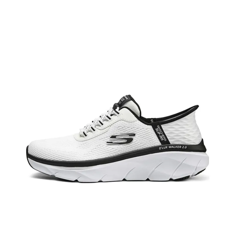 Skechers Cushioning Breathable Low Top Training Running Shoes Men's White Black-0