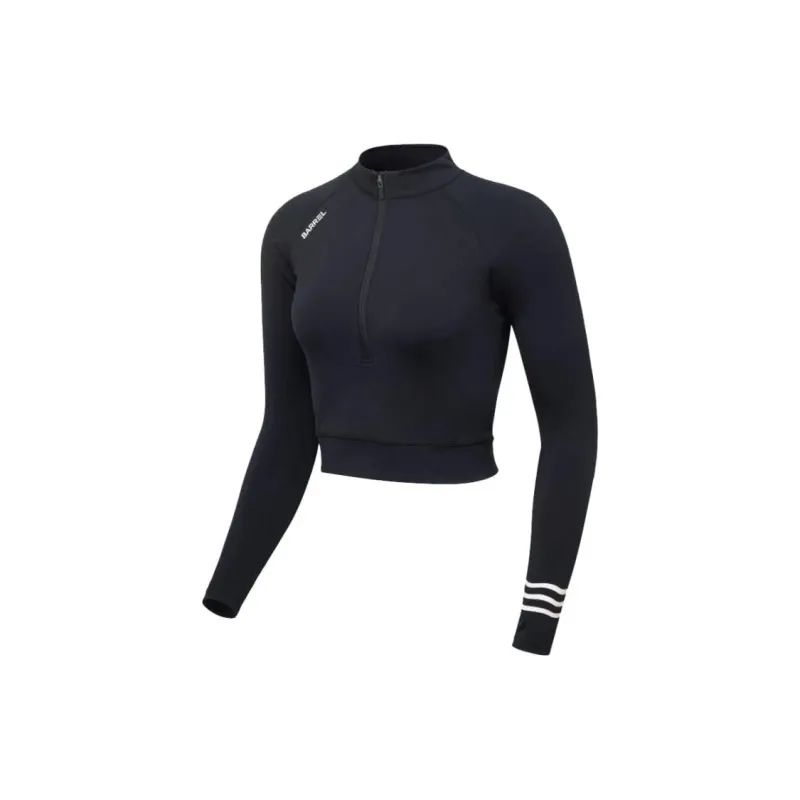 BARREL Resort Half Zip Crop Rashguard-BLACK Sweatshirt Women's Black-2