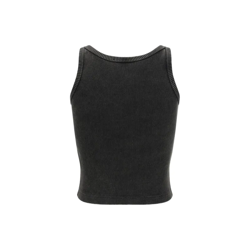 Alessandra Rich Logo Patch Sleeveless Ribbed Tank Top-1