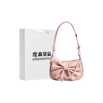 Dusen Kangaroo PU Shoulder Bag Regular Women's Pink/White/Black