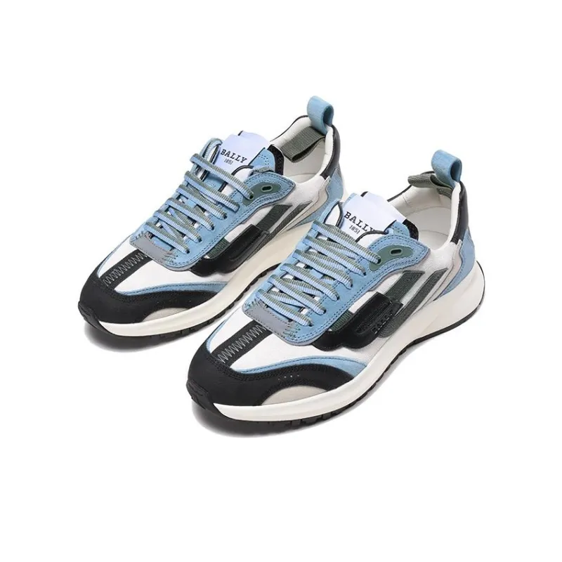 BALLY Abrasion Resistant Low Top Sports Casual Shoes Men's Black Gray Blue-2