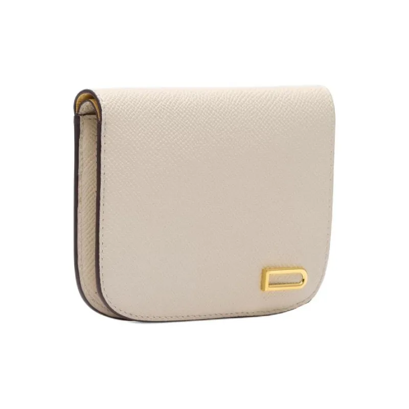 Delvau Alpina Calf Grain Calfskin Wallet Women's Ecru-1